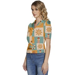 Puffed Short Sleeve Button Up Jacket 