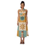 Nautical Elements Collection Sleeveless Cross Front Cocktail Midi Chiffon Dress