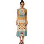 Nautical Elements Collection Sleeveless Round Neck Midi Dress