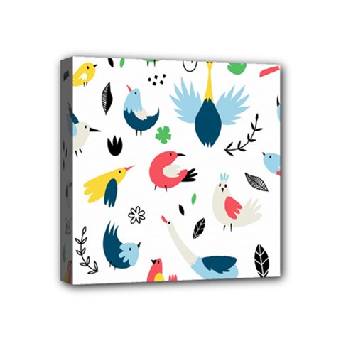 Vector Set Isolates With Cute Birds Scandinavian Style Mini Canvas 4  x 4  (Stretched) from ArtsNow.com
