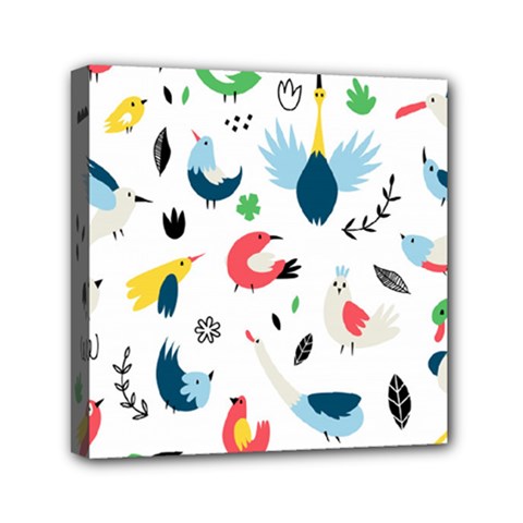 Vector Set Isolates With Cute Birds Scandinavian Style Mini Canvas 6  x 6  (Stretched) from ArtsNow.com