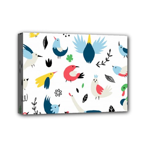 Vector Set Isolates With Cute Birds Scandinavian Style Mini Canvas 7  x 5  (Stretched) from ArtsNow.com
