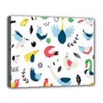 Vector Set Isolates With Cute Birds Scandinavian Style Canvas 14  x 11  (Stretched)