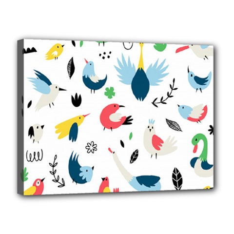 Vector Set Isolates With Cute Birds Scandinavian Style Canvas 16  x 12  (Stretched) from ArtsNow.com