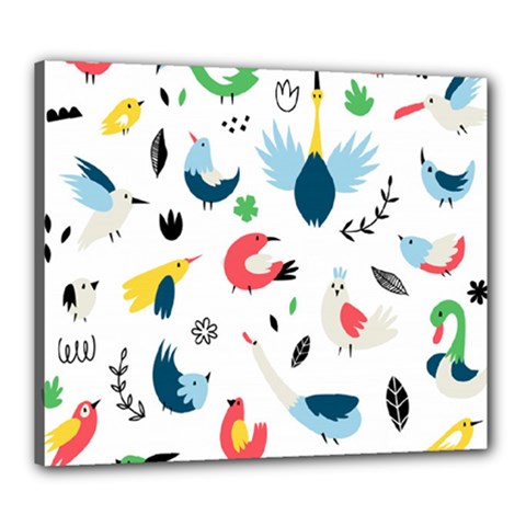 Vector Set Isolates With Cute Birds Scandinavian Style Canvas 24  x 20  (Stretched) from ArtsNow.com