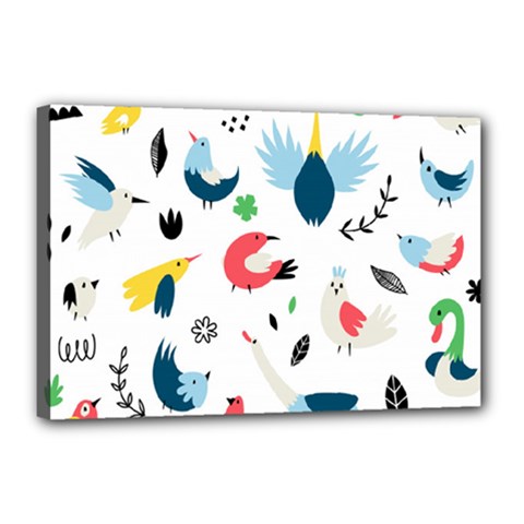 Vector Set Isolates With Cute Birds Scandinavian Style Canvas 18  x 12  (Stretched) from ArtsNow.com