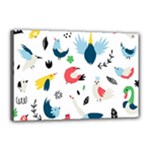 Vector Set Isolates With Cute Birds Scandinavian Style Canvas 18  x 12  (Stretched)