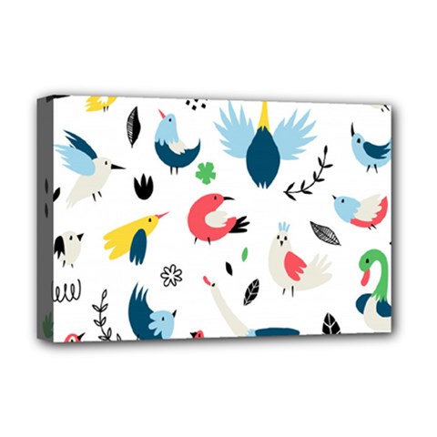 Vector Set Isolates With Cute Birds Scandinavian Style Deluxe Canvas 18  x 12  (Stretched) from ArtsNow.com