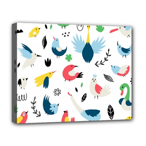 Vector Set Isolates With Cute Birds Scandinavian Style Deluxe Canvas 20  x 16  (Stretched) from ArtsNow.com