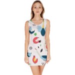 Vector Set Isolates With Cute Birds Scandinavian Style Bodycon Dress