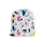 Vector Set Isolates With Cute Birds Scandinavian Style Drawstring Pouch (Large)