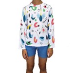 Vector Set Isolates With Cute Birds Scandinavian Style Kids  Long Sleeve Swimwear