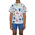 Vector Set Isolates With Cute Birds Scandinavian Style Kids  Short Sleeve Swimwear