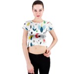 Vector Set Isolates With Cute Birds Scandinavian Style Crew Neck Crop Top