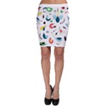 Vector Set Isolates With Cute Birds Scandinavian Style Bodycon Skirt