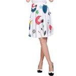 Vector Set Isolates With Cute Birds Scandinavian Style A-Line Skirt