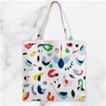 Vector Set Isolates With Cute Birds Scandinavian Style Zipper Grocery Tote Bag