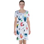 Vector Set Isolates With Cute Birds Scandinavian Style Short Sleeve Nightdress