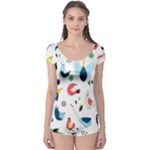 Vector Set Isolates With Cute Birds Scandinavian Style Boyleg Leotard 