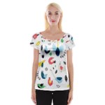 Vector Set Isolates With Cute Birds Scandinavian Style Cap Sleeve Top