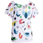 Vector Set Isolates With Cute Birds Scandinavian Style Women s Oversized T-Shirt