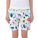 Vector Set Isolates With Cute Birds Scandinavian Style Women s Basketball Shorts