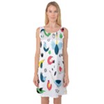 Vector Set Isolates With Cute Birds Scandinavian Style Sleeveless Satin Nightdress
