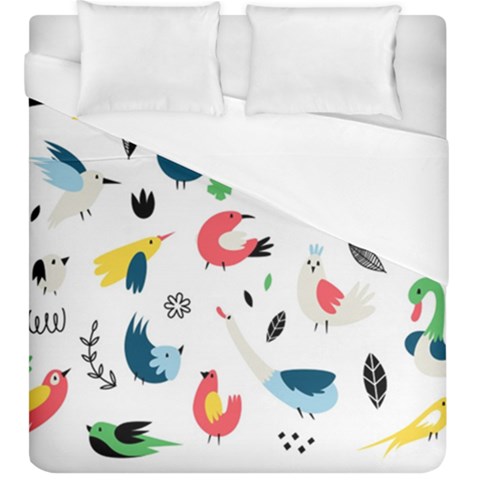 Vector Set Isolates With Cute Birds Scandinavian Style Duvet Cover (King Size) from ArtsNow.com