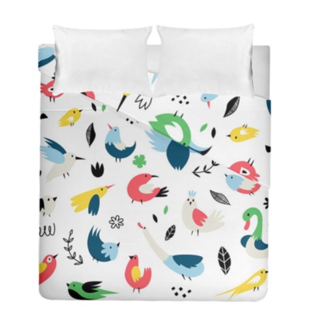 Vector Set Isolates With Cute Birds Scandinavian Style Duvet Cover Double Side (Full/ Double Size) from ArtsNow.com