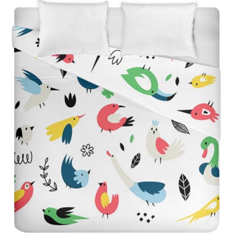Vector Set Isolates With Cute Birds Scandinavian Style Duvet Cover Double Side (King Size) from ArtsNow.com