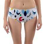 Vector Set Isolates With Cute Birds Scandinavian Style Reversible Mid-Waist Bikini Bottoms