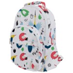 Vector Set Isolates With Cute Birds Scandinavian Style Rounded Multi Pocket Backpack