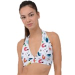 Vector Set Isolates With Cute Birds Scandinavian Style Halter Plunge Bikini Top