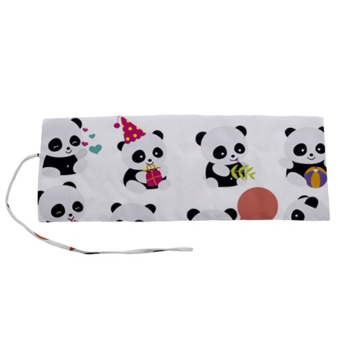 Playing Pandas Cartoons Roll Up Canvas Pencil Holder (S) from ArtsNow.com