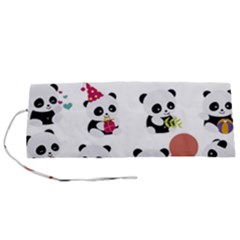 Playing Pandas Cartoons Roll Up Canvas Pencil Holder (S) from ArtsNow.com