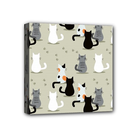 Cute Cat Seamless Pattern Mini Canvas 4  x 4  (Stretched) from ArtsNow.com