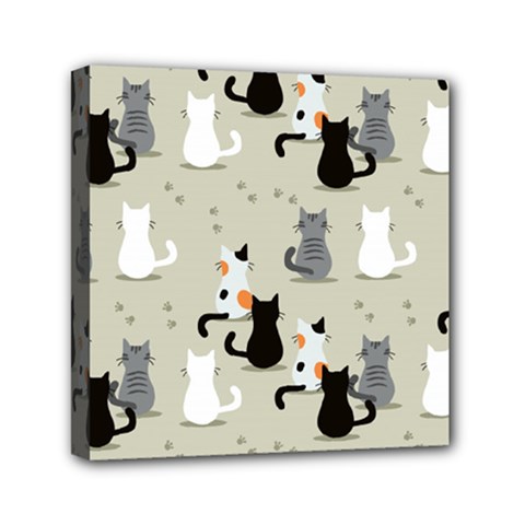 Cute Cat Seamless Pattern Mini Canvas 6  x 6  (Stretched) from ArtsNow.com