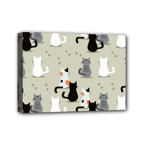 Cute Cat Seamless Pattern Mini Canvas 7  x 5  (Stretched) from ArtsNow.com