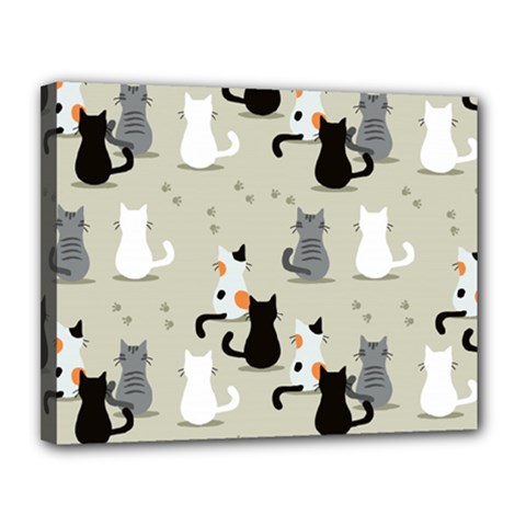 Cute Cat Seamless Pattern Canvas 14  x 11  (Stretched) from ArtsNow.com