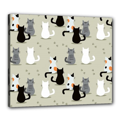 Cute Cat Seamless Pattern Canvas 24  x 20  (Stretched) from ArtsNow.com