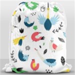 Vector Set Isolates With Cute Birds Scandinavian Style Drawstring Bag (Large)