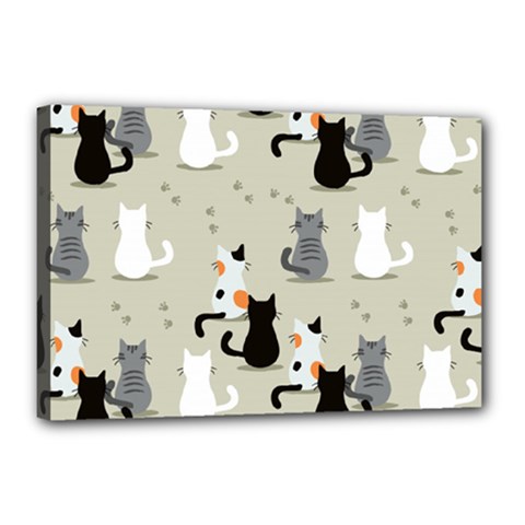 Cute Cat Seamless Pattern Canvas 18  x 12  (Stretched) from ArtsNow.com