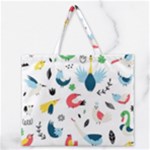 Vector Set Isolates With Cute Birds Scandinavian Style Zipper Large Tote Bag