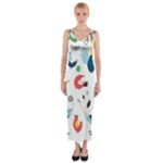 Vector Set Isolates With Cute Birds Scandinavian Style Fitted Maxi Dress