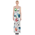 Vector Set Isolates With Cute Birds Scandinavian Style Thigh Split Maxi Dress