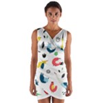 Vector Set Isolates With Cute Birds Scandinavian Style Wrap Front Bodycon Dress