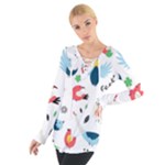 Vector Set Isolates With Cute Birds Scandinavian Style Tie Up T-Shirt