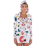 Vector Set Isolates With Cute Birds Scandinavian Style Long Sleeve Hooded T-shirt