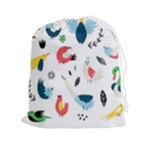 Vector Set Isolates With Cute Birds Scandinavian Style Drawstring Pouch (2XL)
