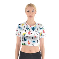Vector Set Isolates With Cute Birds Scandinavian Style Cotton Crop Top from ArtsNow.com